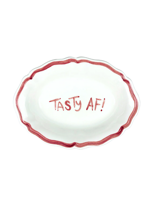 Oval Ceramic Serving Dish – “TASTY AF!”