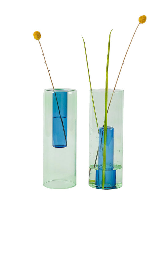Large reversible glass vase