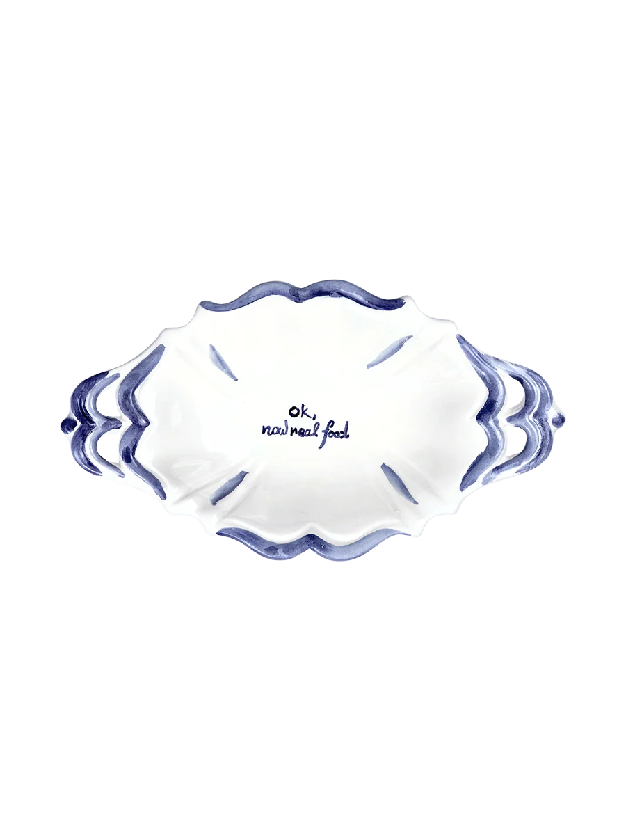 Scalloped Ceramic Serving Dish – “Ok, now real food”