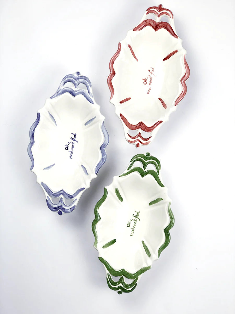 Scalloped Ceramic Serving Dish – “Ok, now real food”