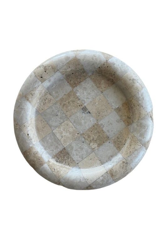 Travertine checkered catchall tray