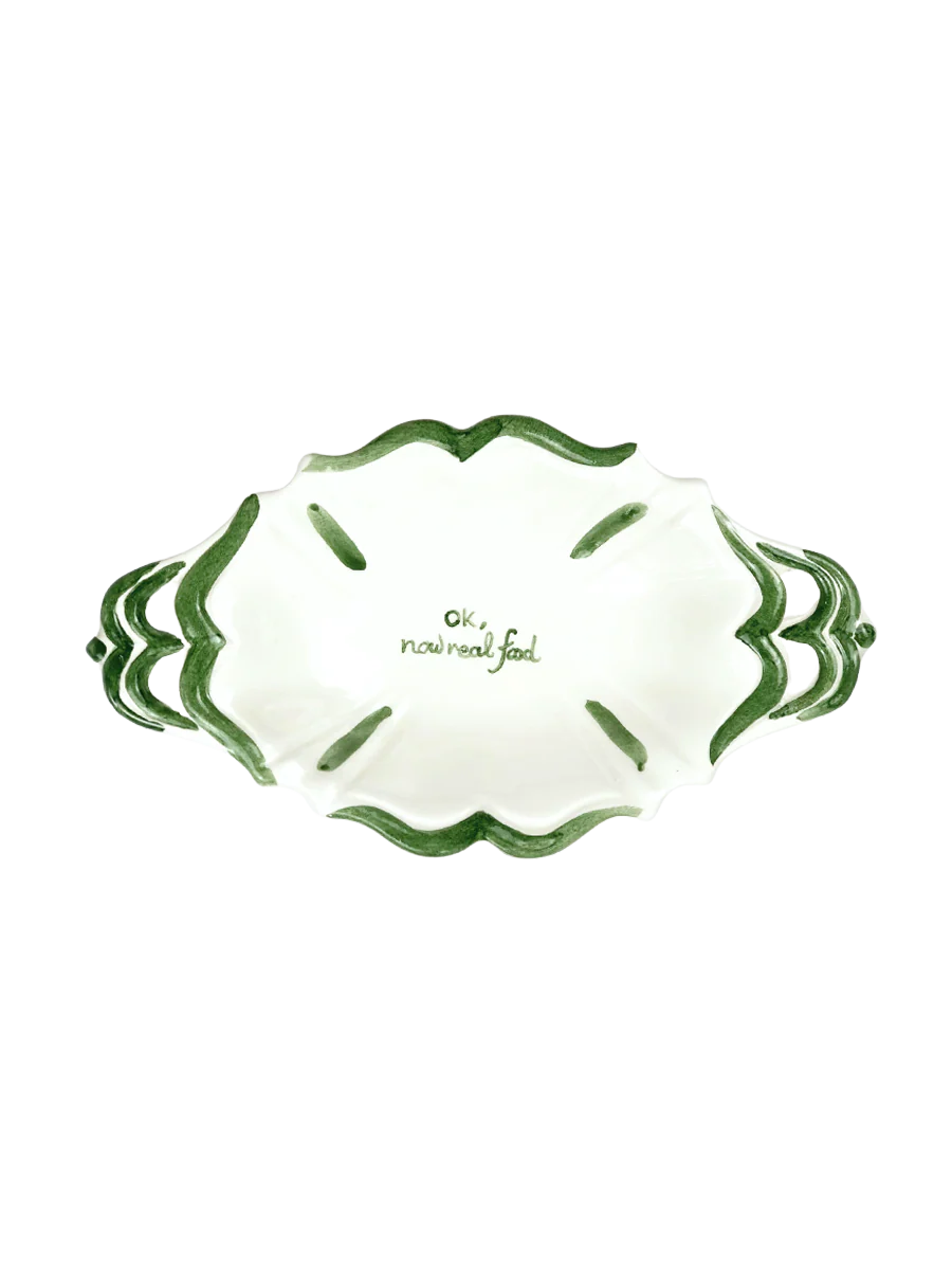 Scalloped Ceramic Serving Dish – “Ok, now real food”