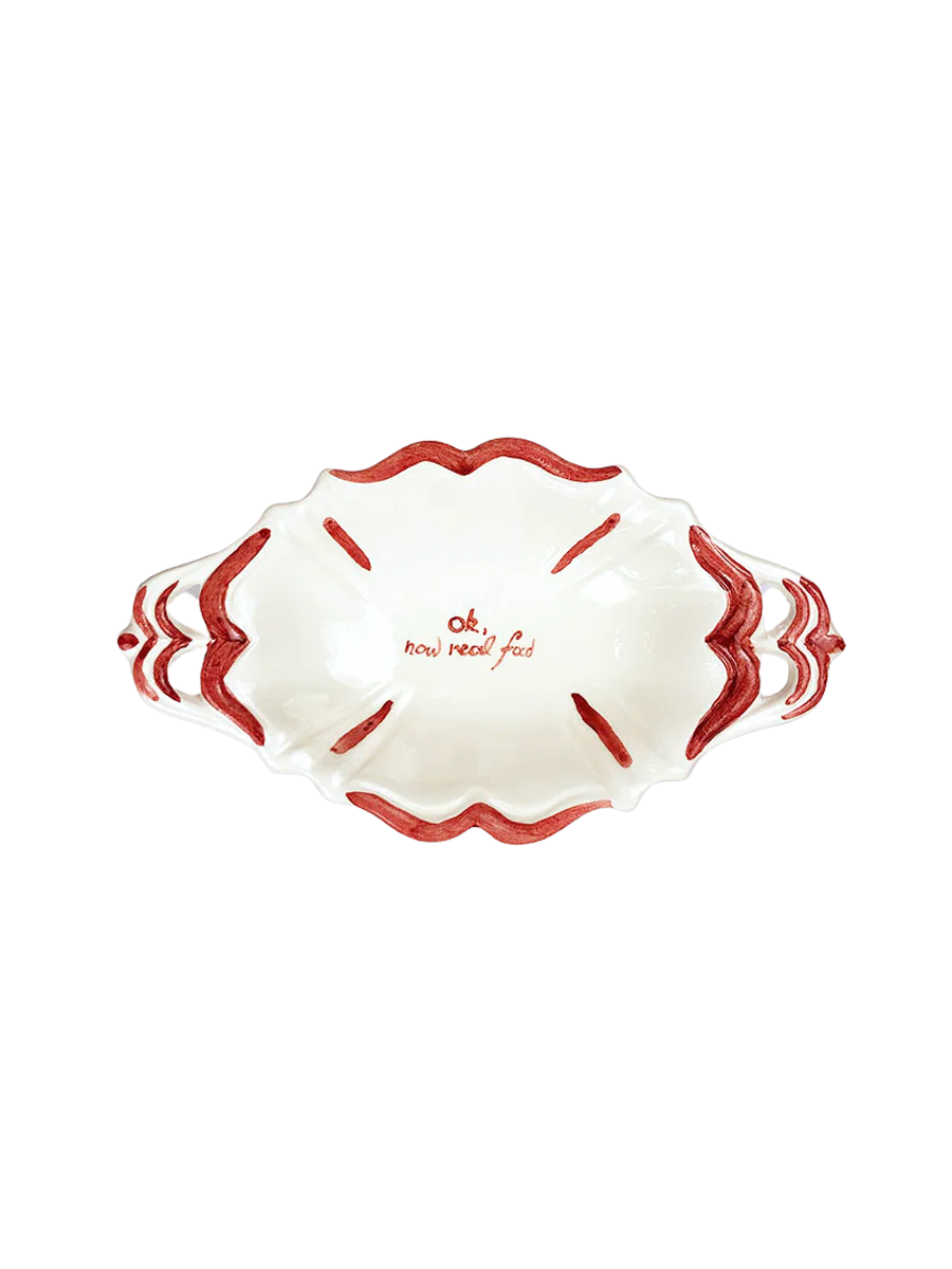 Scalloped Ceramic Serving Dish – “Ok, now real food”